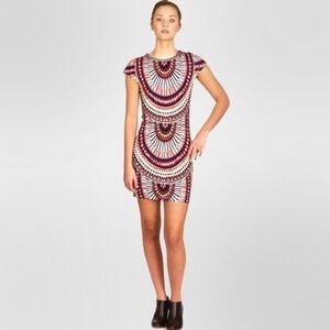 Mara Hoffman Cap Sleeve Mini Dress Jersey El Mundo Multicolor Tribal Print Small